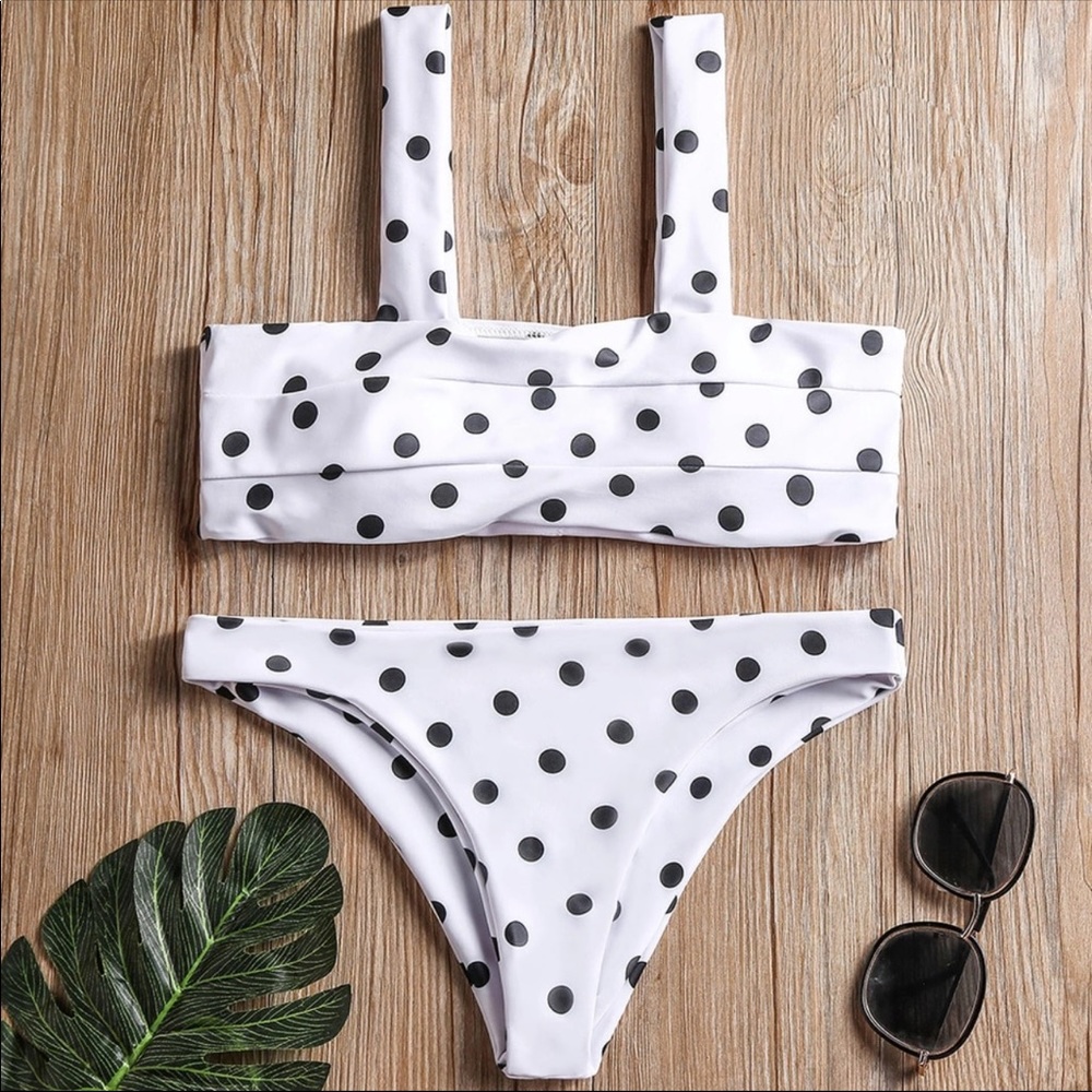 NEW 💘 White and Black Polka Dot Cheeky Bikini - Picture 3 of 4